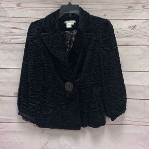 Alberto Makali Women’s Small Acetate Textured Velvet Black Jacket Coat Button